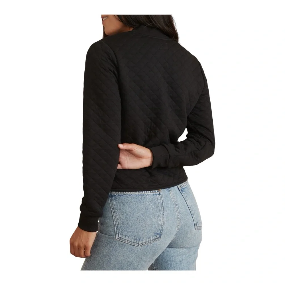 Marine Layer Black Corbet Quilted Bomber Jacket Fitted XS